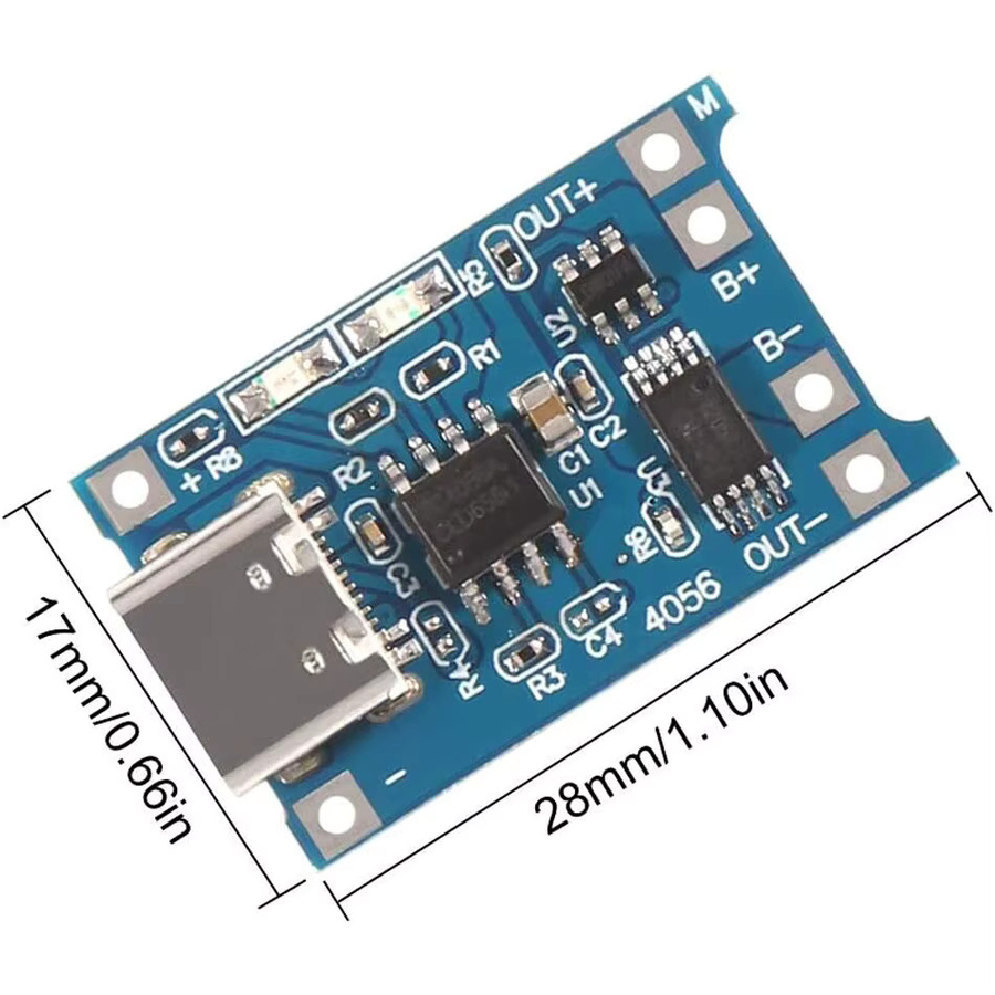 20 Stück TP4056 Lithium-Batterie-Ladeplatinenmodul mit Ladeschutz und Micro USB sowie Typ-C Schnittstelle in Blau - Bild 2