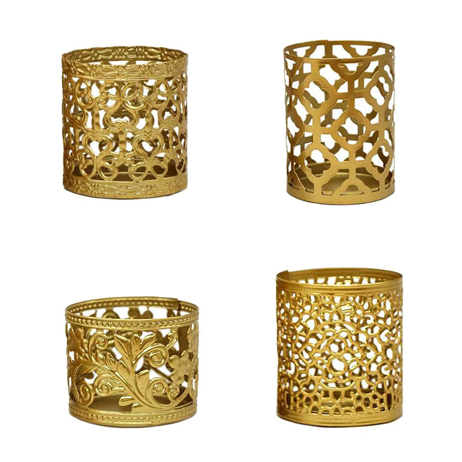 Kesoto Kerzenhalter aus Eisen in Gold mit floralem Design für die Tischdekoration - Bild 3