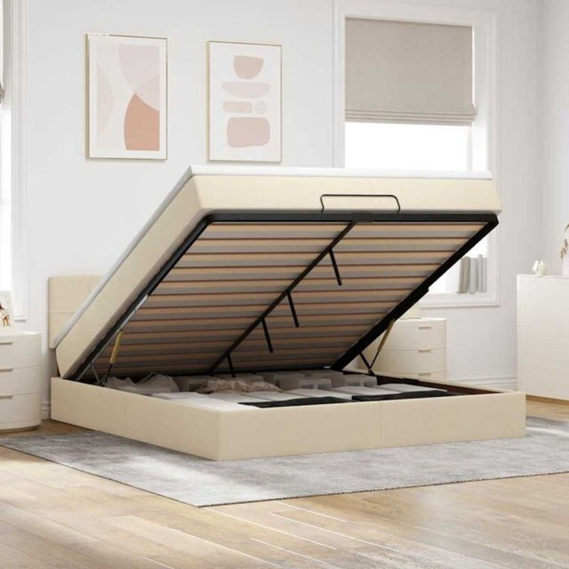 vidaxl Polsterbett Ottomane mit Matratze und LED-Beleuchtung in Beige, B/T: 180 x 200 cm - Bild 1
