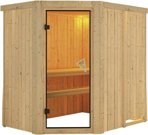 Karibu Sauna Wenden für 3 Personen aus Fichte in Beige, B/T/H: 151 x 196 x 198 cm - Bild 1