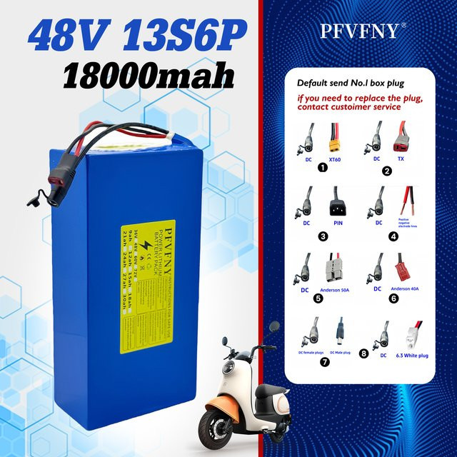 Lithium-Ionen-Batteriepack 48V 18Ah 13S6P in Blau für Motorleistungen von 500W bis 2000W - Bild 1