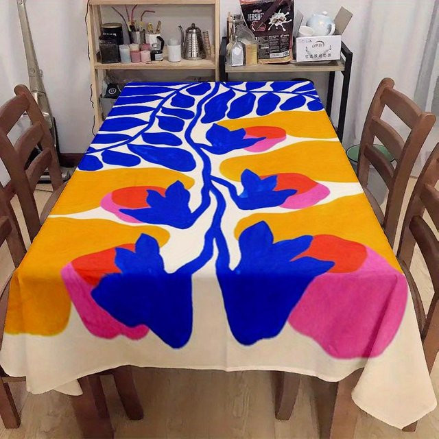 JMG Household Supplies Tischdecke mit Ästen und Blättern in Gelb und Blau, rechteckige Polyester Tischabdeckung, B x T: 100 x 145 cm - Bild 1
