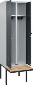 C+P Möbelsysteme Spind Classic PLUS Schwarz-Weiß Bank mit 2 Abteilen und Buche-Hartholz Sitzfläche, B/T/H: 212 x 60 x 81,5 cm - Bild 1