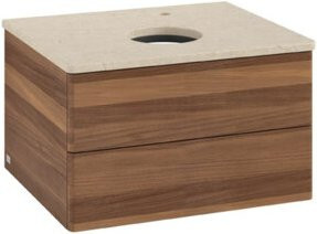 V&B Waschtischunterschrank Antao ohne Frontstruktur in Braun, B/T/H: 60 x 36 x 50 cm - Bild 1