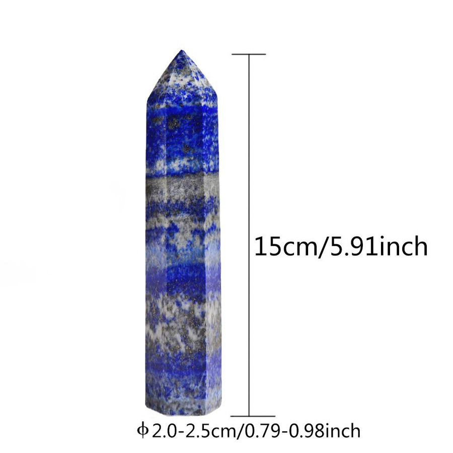 Yiran toy 1 Lapislazuli Kristallspitzen Set, 2 Stück blaue sechseckige Stein-Prismen zur Dekoration, Höhe: 15 cm - Bild 5