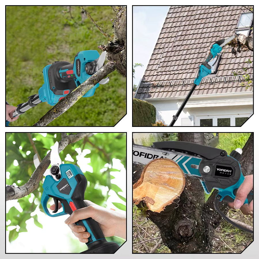 YOFIDRA 3-in-1 Bürstenlose Elektrische 8-Zoll-Kettensäge und Gartenschere mit Teleskopstange für Makita LXT Akkus - Bild 3