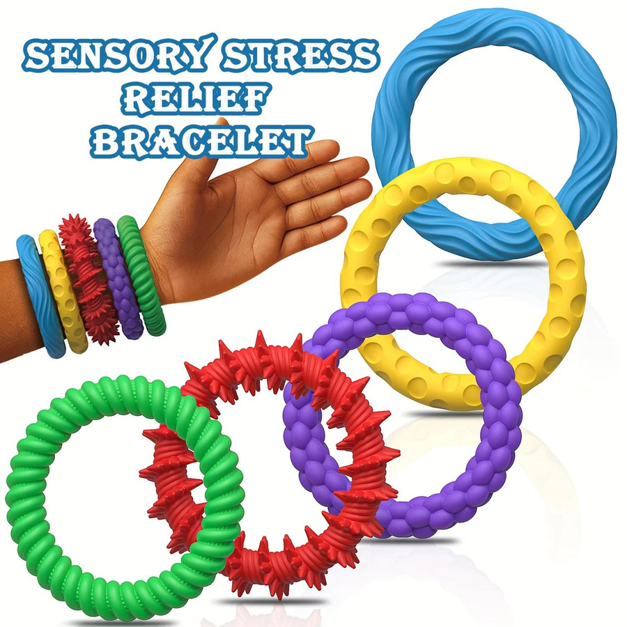 Airun Stressabbau Spielzeug Armband Ring Stein Texturiert 5/6/12-teiliges Set - Bild 2