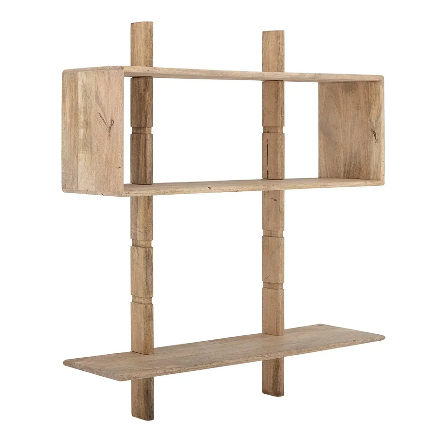 Bloomingville Wandregal Millian aus Mangoholz in Beige/Natur, B: 110,5 cm, H: 96,5 cm, T: 28 cm - Bild 1