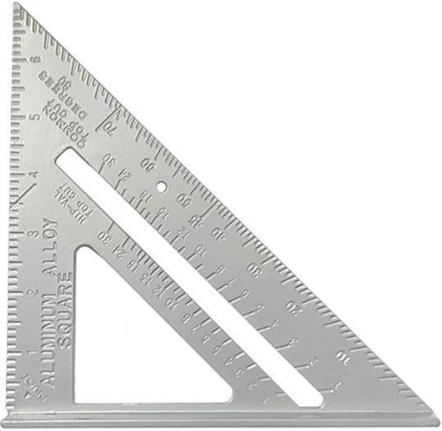 Dreieck-Lineal Messwerkzeug aus Aluminiumlegierung in Silber für die Holzbearbeitung, Metrisches Zimmermanns-Winkelset - Bild 1