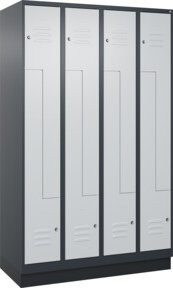 C+P Z-Spind Classic PLUS mit 8 Fächern und Sockel, Anthrazit/Grau/Schwarz, H x B x T: 195 x 120 x 50 cm, mit Zylinderschloss und Garderobenstange - Bild 1