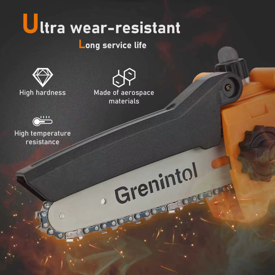 Grenintol Akku-Kettensäge 6 Zoll mit 6000mAh Akku und automatischem Öler in Orange für Baumschnitt und Gartenarbeit - Bild 3
