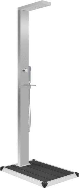 vidaXL Gartendusche aus Edelstahl und WPC in Silber und Grau, Höhe: 210 cm, Breite: 80 cm, Tiefe: 62 cm - Bild 1