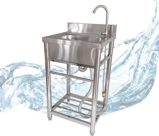Freistehender Spültisch von Lemodo aus Edelstahl in Silber, B/T/H: 54,8 x 49,5 x 90 cm - Bild 1