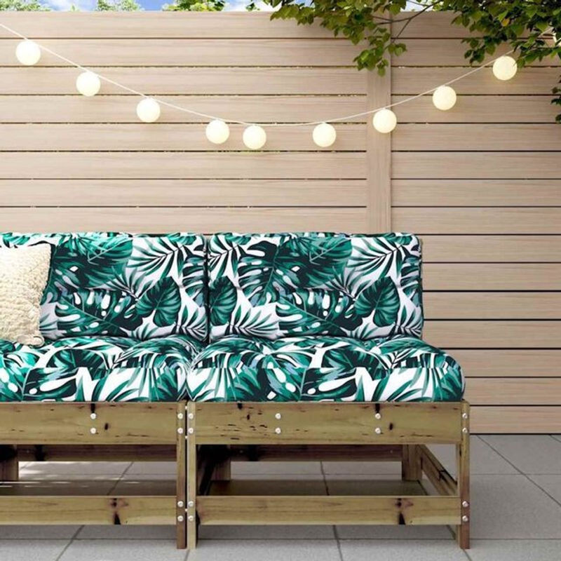 vidaxl Modulsofa aus Kiefernholz mit Kissen im Bohemian-Stil, Oxford-Gewebe, Braun und Grün - Bild 1
