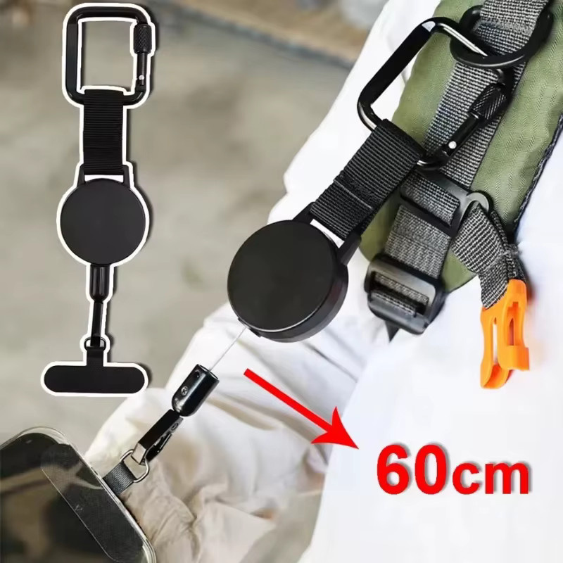 Einziehbares Diebstahlschutz-Outdoor-Handyband für iPhone 17 18 in Schwarz mit Schlüsselanhänger als universelles Smartphone-Sicherheitsband gegen Verlust - Bild 2