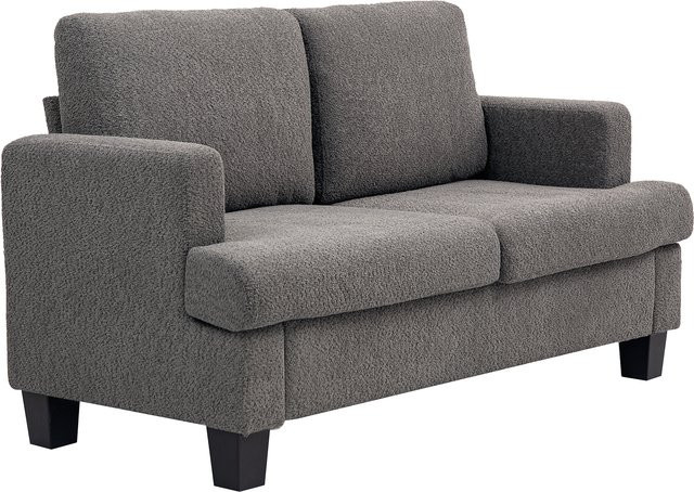 HOMCOM 2-Sitzer-Sofa in Dunkelgrau mit abnehmbaren Rückenkissen und Armlehnen, modernes Wohnzimmersofa aus Chenille und Eukalyptusholz, Breite: 140 cm - Bild 1