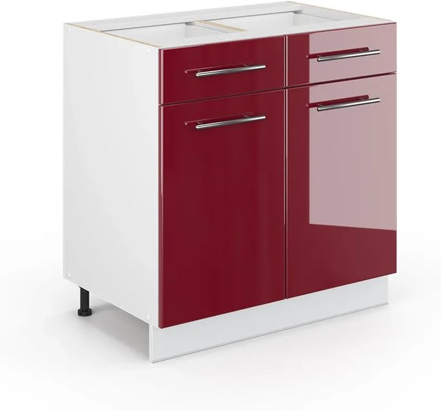 Vicco Badschrank Fame-Line in Bordeaux Hochglanz und Weiß, B: 80 cm, H: 82 cm - Bild 1