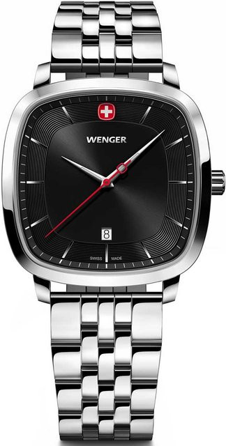 Wenger Herrenuhr, Quarz, Edelstahl, Schwarz, 37 mm, 5 ATM - Bild 1