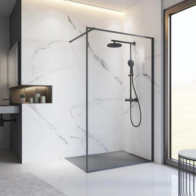 Schulte Duschwand Walk In Trend 2.0 Mattschwarz B: 200 cm, T: 90 cm - Bild 1