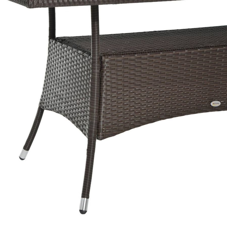 Outsunny Gartentisch aus Polyrattan mit Sicherheitsglas in Braun und Schwarz, B/T/H: 150 x 85 x 74 cm - Bild 3