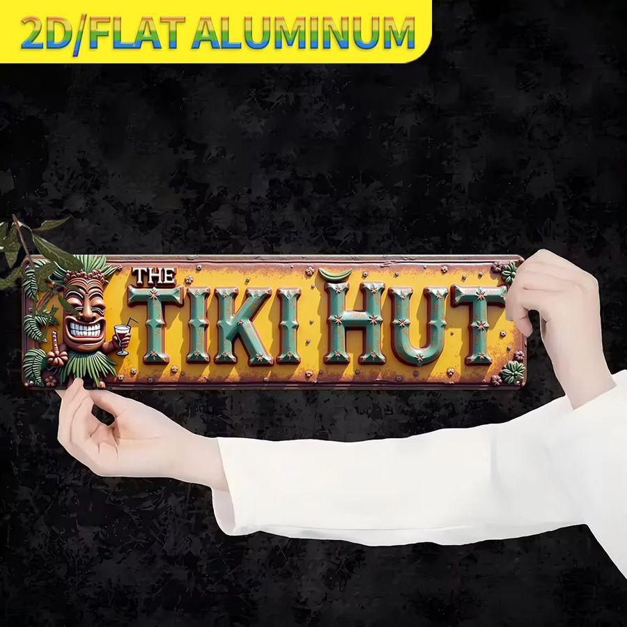 Retro Tiki Hut Metall-Wandschild CIFBUY Aluminium-Plakette für Innen- und Außenbereich, B: 10,16 cm, H: 40,64 cm, Mehrfarbig - Bild 2