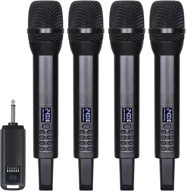 Luxuglow Drahtloses 2,4 GHz Mikrofonsystem mit dynamischem Handmikrofon in Schwarz für Karaoke und Außenauftritte - Bild 1