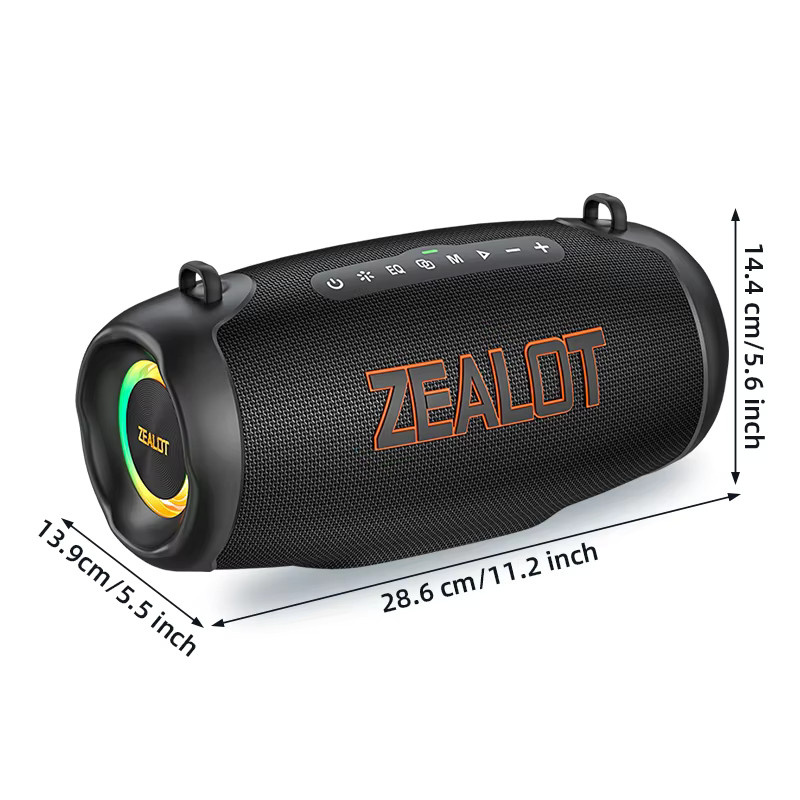 Zealot P16 Bluetooth Lautsprecher mit 60W HiFi Klang, RGB-Rhythmuslichtern und 8000mAh Akku in Schwarz oder Grün - Bild 3