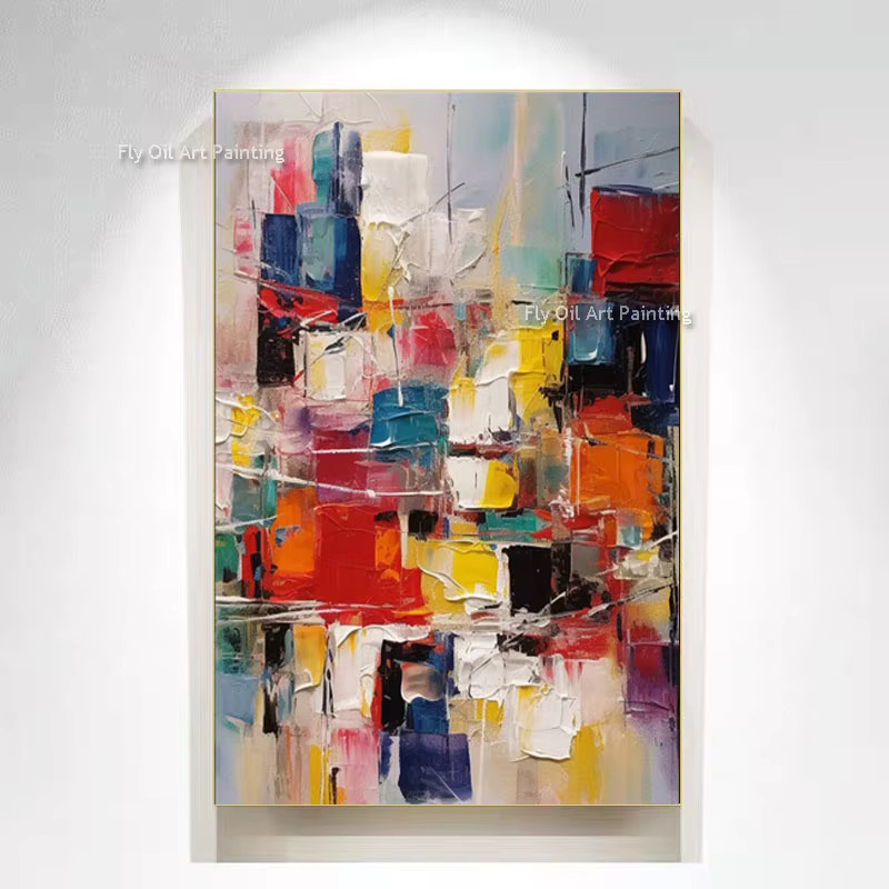 Abstrakte moderne Landschaft FLY OIL ART handgefertigtes Ölgemälde auf Leinwand in Multicolor - Bild 4