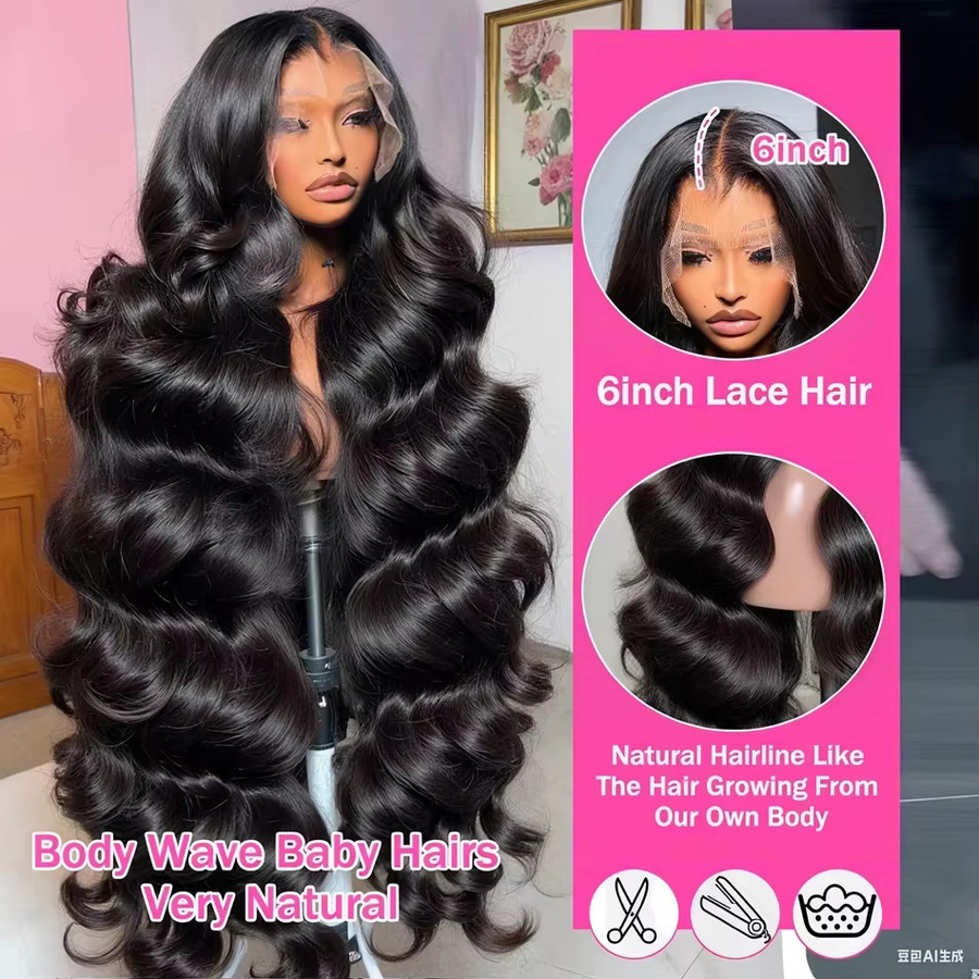 Happy Monday Lace Frontal Perücke Body Wave Echthaar, 30-32 Zoll, Damen - Bild 3