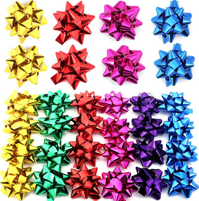 Selbstklebende PET Stern-Bögen in Mehrfarben für Weihnachtsbaum, Party und DIY-Geschenkverpackungen - Bild 1