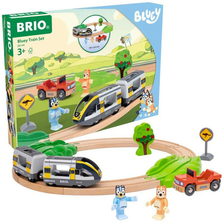 BRIO Bluey Holz-Zugset, buntes Spielfahrzeug-Set