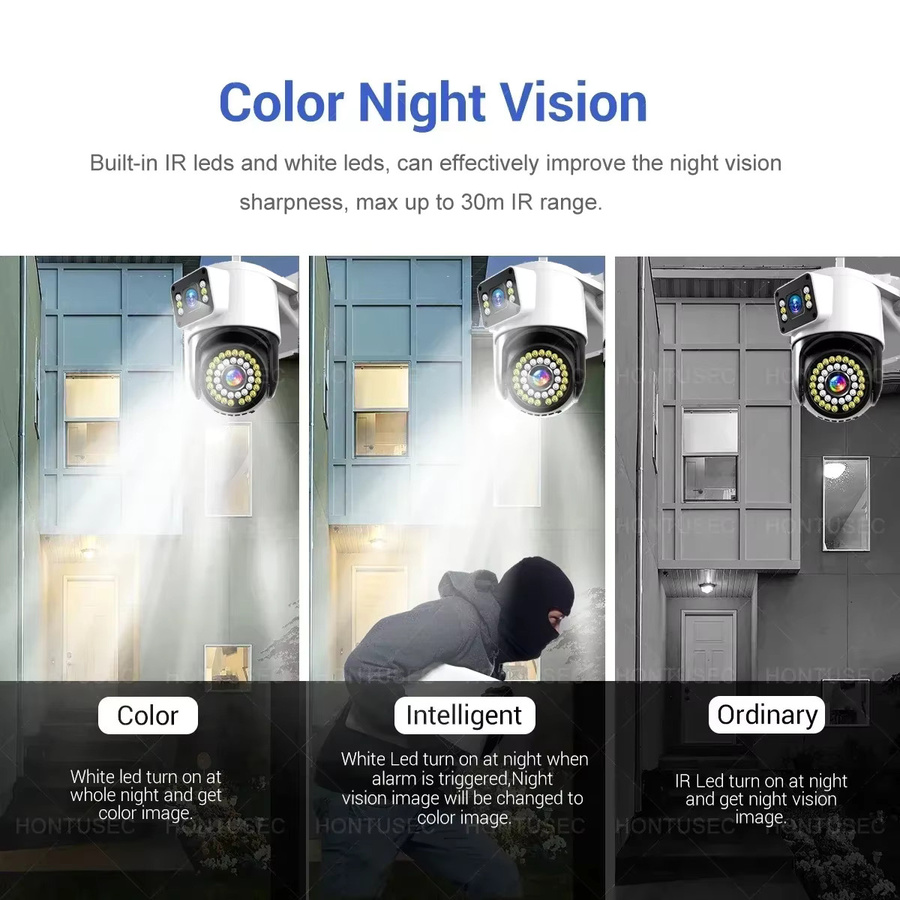 Yoosee 4K 8MP Dual-Lens Sicherheitskamera mit Dual-Bildschirm, Farbe-Nachtsicht, Auto-Tracking und Zwei-Wege-Audio, wasserdicht, Farbe: Weiß - Bild 3