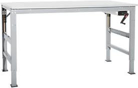 Manuflex Arbeitstisch Ergo K mit Kurbel in Alusilber, B/T: 200 x 80 cm - Bild 1