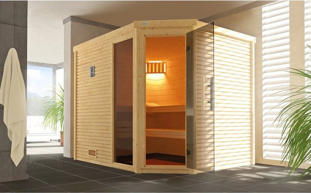 WEKA Designsauna Cubilis 3 für 6 Personen in Braun mit 9 kW Ofen und externer Steuerung - Bild 3
