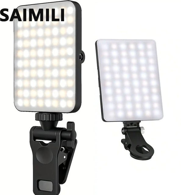 Saimili RGB LED Videolicht mit Clip für Smartphones und Desktop-Fotografie, einstellbare Helligkeit und vollfarbiges Aufhelllicht - Bild 1