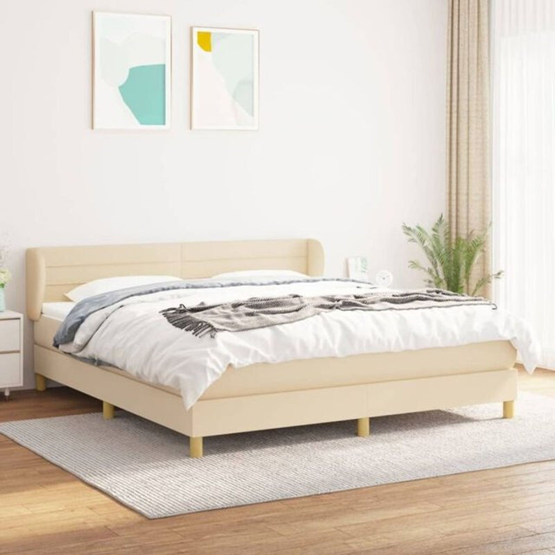 Vidaxl Boxspringbett mit Matratze in Beige aus Stoff und Massivholz, B/T/H: 180 x 200 x 78 cm - Bild 1