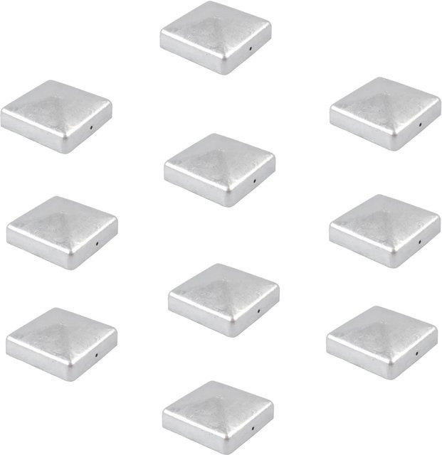 Holmwerk 10er Set Pfostenkappe Pyramide aus verzinktem Stahl in Silber, Höhe: 71 mm, für Pfosten 70 x 70 mm - Bild 1