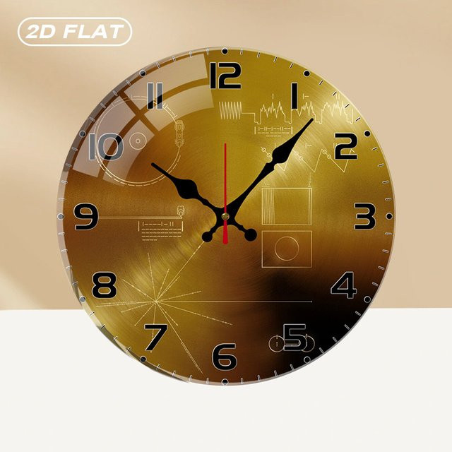 Tech Style Runde Wanduhr aus Acryl in Gold, geräuschlose analoge Wanduhr mit modernem Design für Wohnzimmer und Büro, Durchmesser: 25 cm - Bild 1