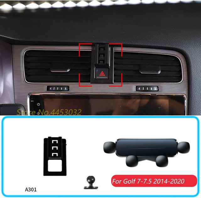 Schwerkraft-Handyhalterung für Volkswagen Golf MK7 (2014-2020) in Schwarz mit GPS-Unterstützung - Bild 1