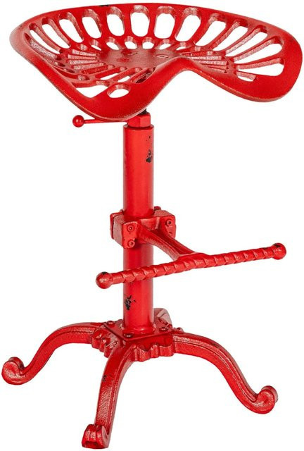 DELUKE Barhocker BODAN höhenverstellbarer Barstuhl aus Metall im Industrial-Stil, Farbe: Rot, B/T/H: 44 x 34 x 56 cm - Bild 1