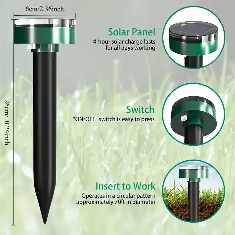 4er Set WBL Solar Rattenabwehr zur Abwehr von Schlangen, Maulwürfen und Taschenratten für Garten, Rasen und Bauernhof - Bild 4