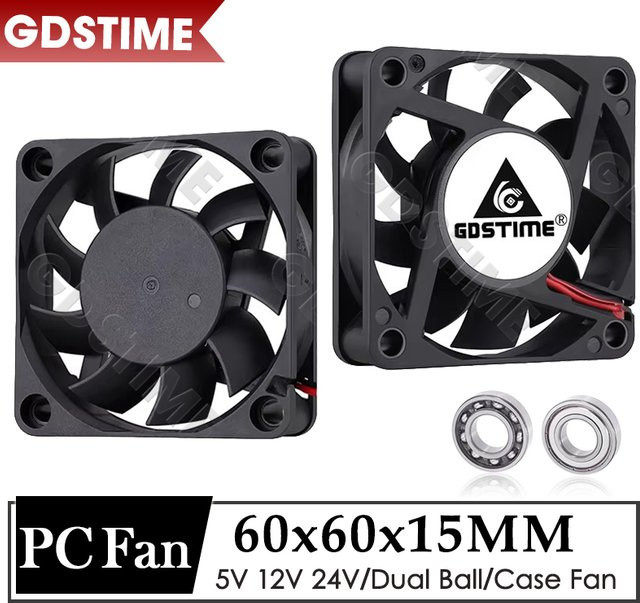 Gdstime Axiallüfter 6015 Schwarz, bürstenloser DC-Abluftlüfter für PC und CPU-Kühlung, B/T/H: 6,0 x 6,0 x 1,5 cm - Bild 1