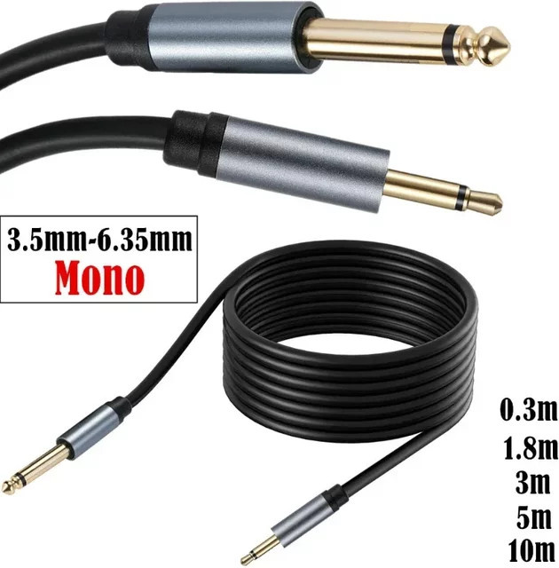 MACDOT Audio-Adapterkabel Mono TS 6,35 mm auf 3,5 mm Klinke, Schwarz - Bild 1