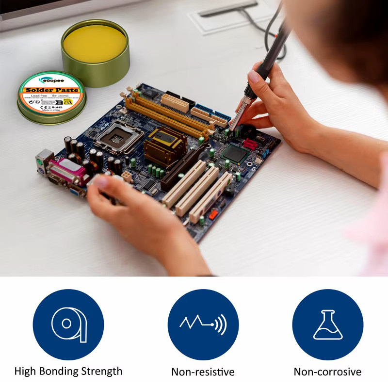 Bleifreie Kolophonium-Lötpaste für Elektronik-Leiterplatten in Gelb - Bild 4