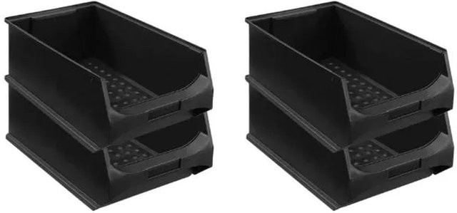 PROREGAL ESD Sichtlagerbox Set 4er Pack, Schwarz, Leitfähige Sichtlagerbehälter, H x B x T: 20 x 30 x 50 cm, 21,8 Liter - Bild 1