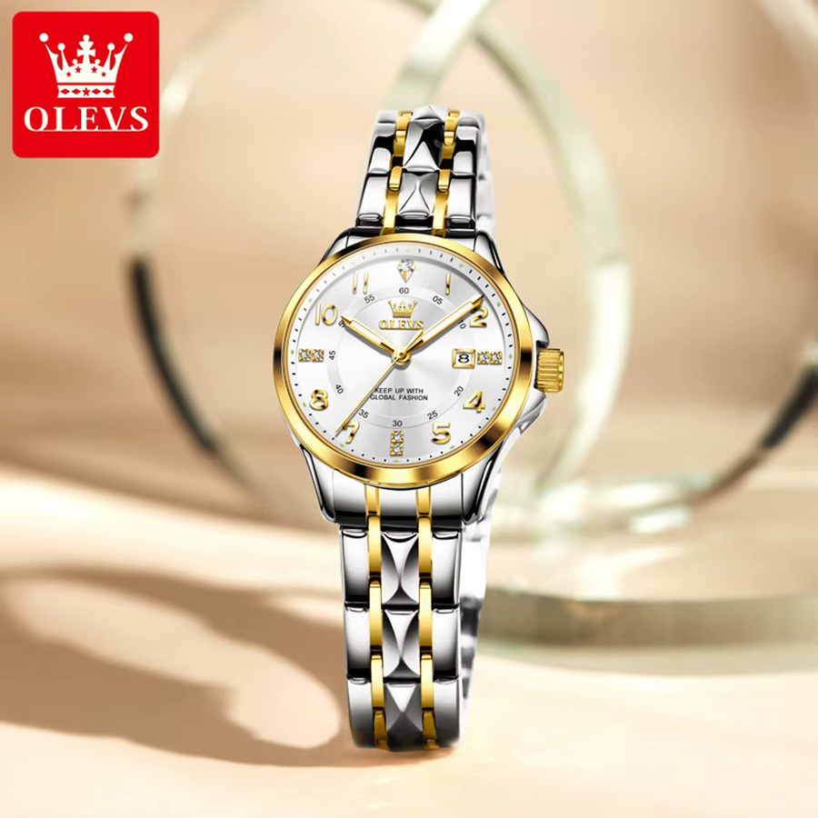 OLEVS Armbanduhr Quarz, Edelstahl, Gold, Damen - Bild 2