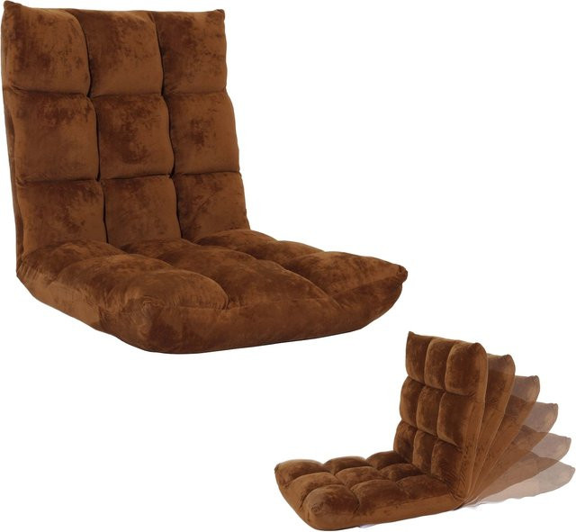 MCW Bodensessel MCW-N43 Relaxsessel aus Samt in Dunkelbraun mit 6 Relaxpositionen und Metallgestell - Bild 1