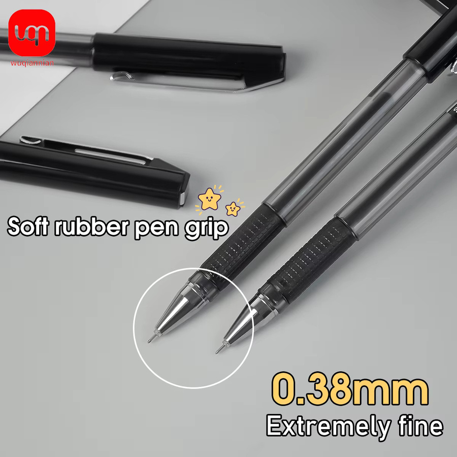 WQN Gelstift mit 0,38 mm Spitze, schwarze Tinte, schnelltrocknend und glatt schreibend für Schule und Büro - Bild 3