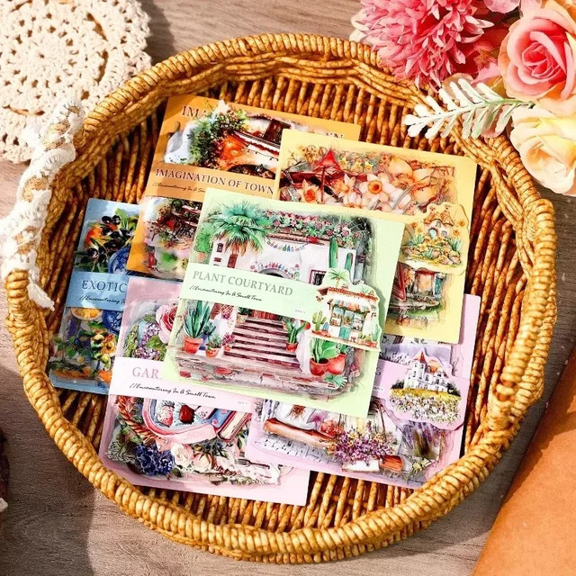 20 Stück Vintage Stadtlandschaft PET Aufkleber für Scrapbook und Handbuch, Mehrfarbig, B: 11,8 cm, H: 93,6 cm - Bild 1