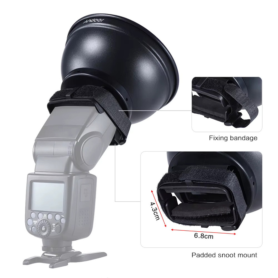 Andoer Beauty Dish Diffusor mit Wabenstruktur 5,9 Zoll in Silber für Canon und Nikon On-Camera Blitz Speedlite - Bild 2
